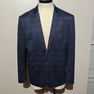 Express Men’s Suit. Blue gingham plaid.
